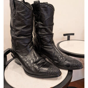 Men’s Leather Cowboy Boots • Textured Toe • Size 9M • USA Marked • UMM Finds Nor